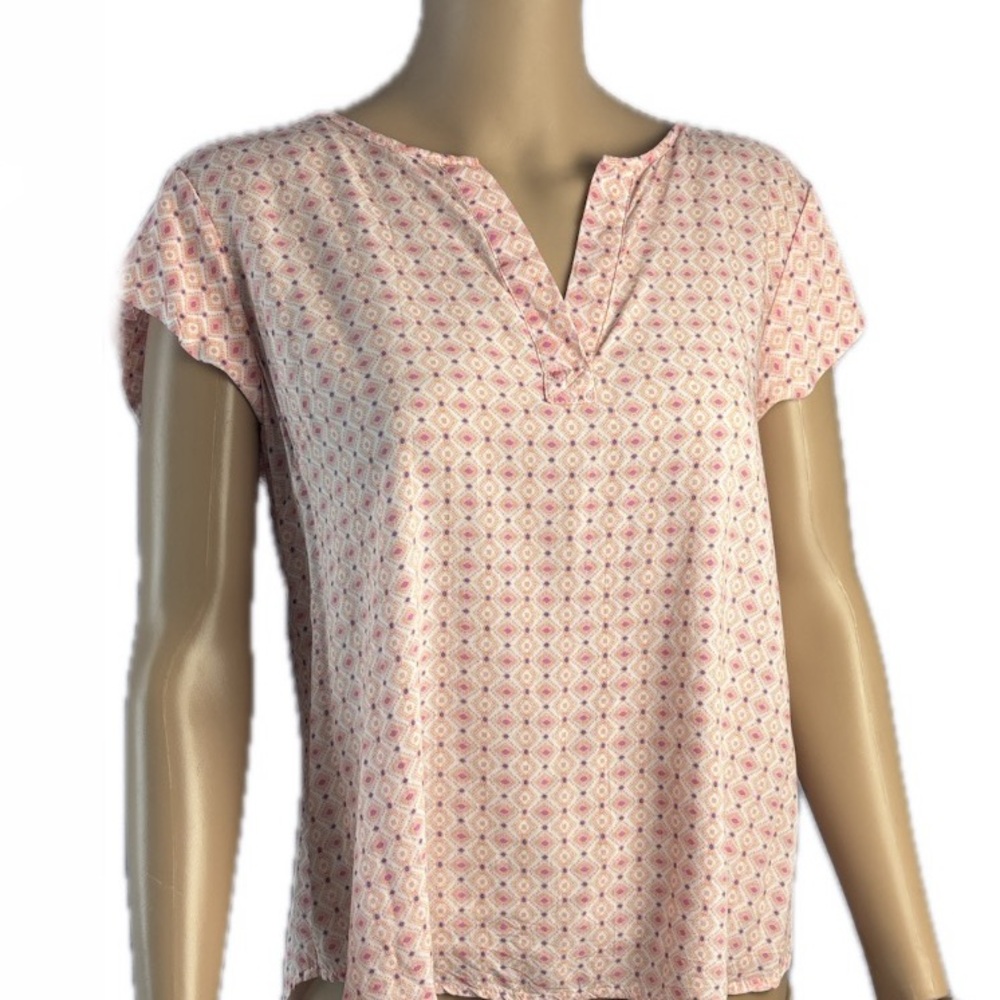 Jones New York Women's Peachy Pink Patterned Blouse